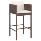 vidaXL Barhocker 4 Stk. mit Kissen Braun Poly Rattan