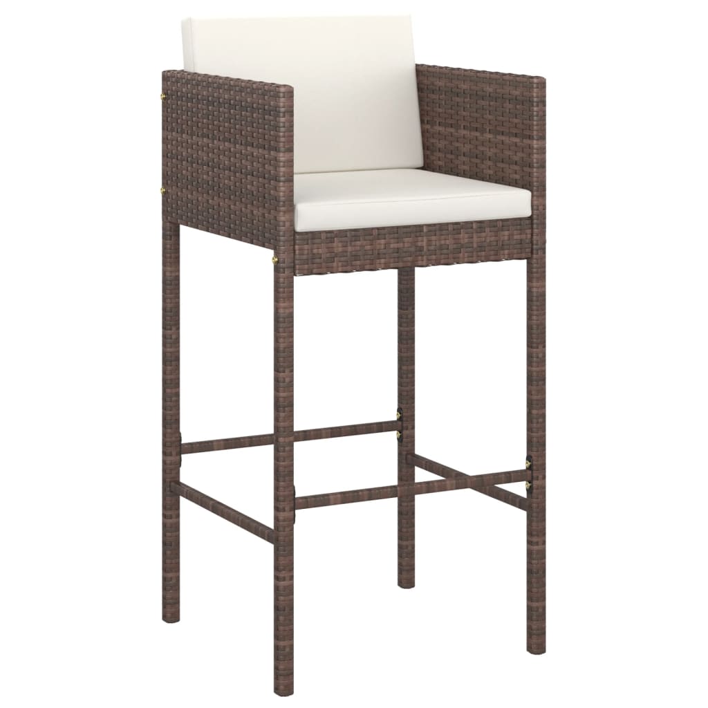 vidaXL Barhocker 4 Stk. mit Kissen Braun Poly Rattan