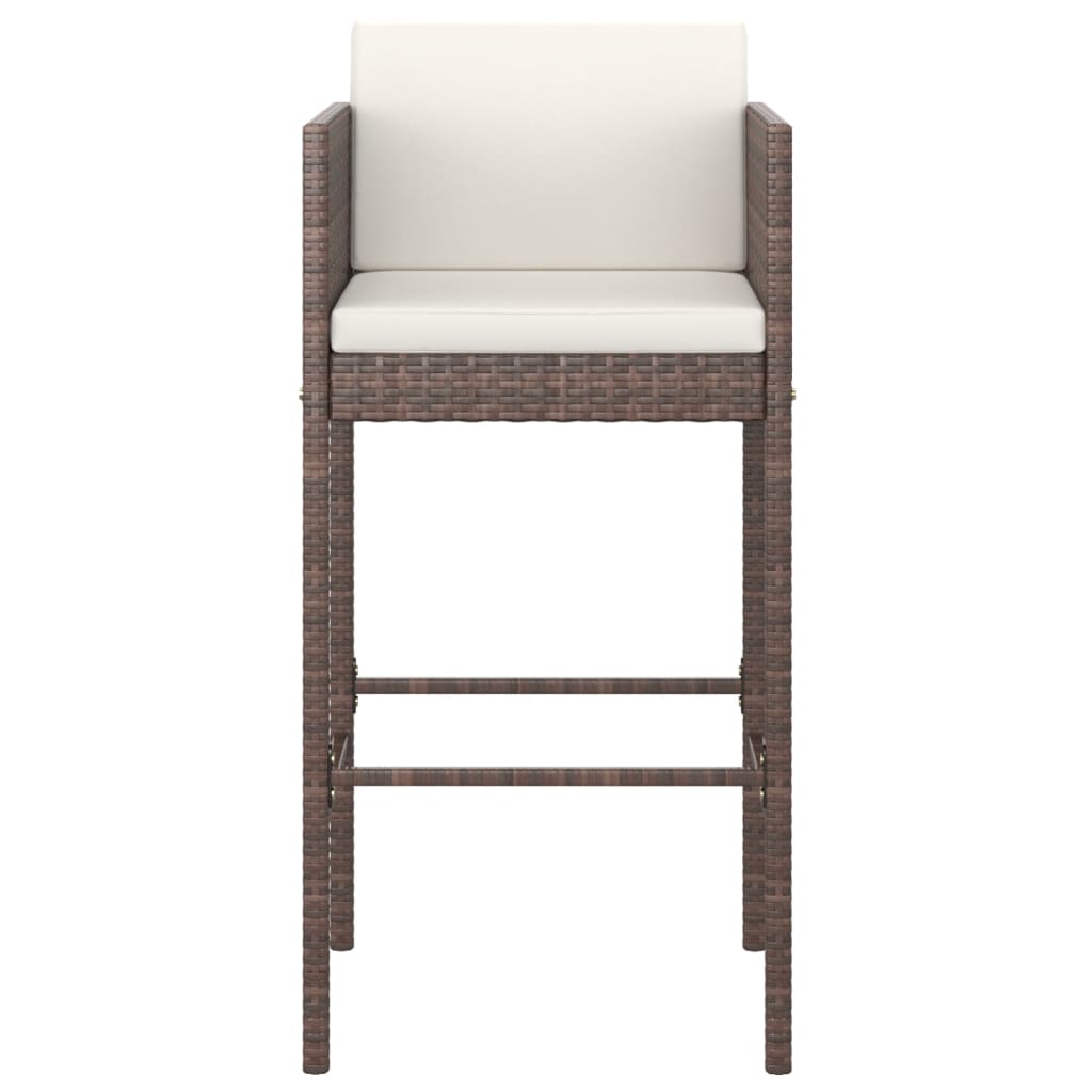 vidaXL Barhocker 4 Stk. mit Kissen Braun Poly Rattan