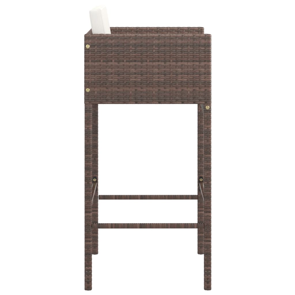 vidaXL Barhocker 4 Stk. mit Kissen Braun Poly Rattan
