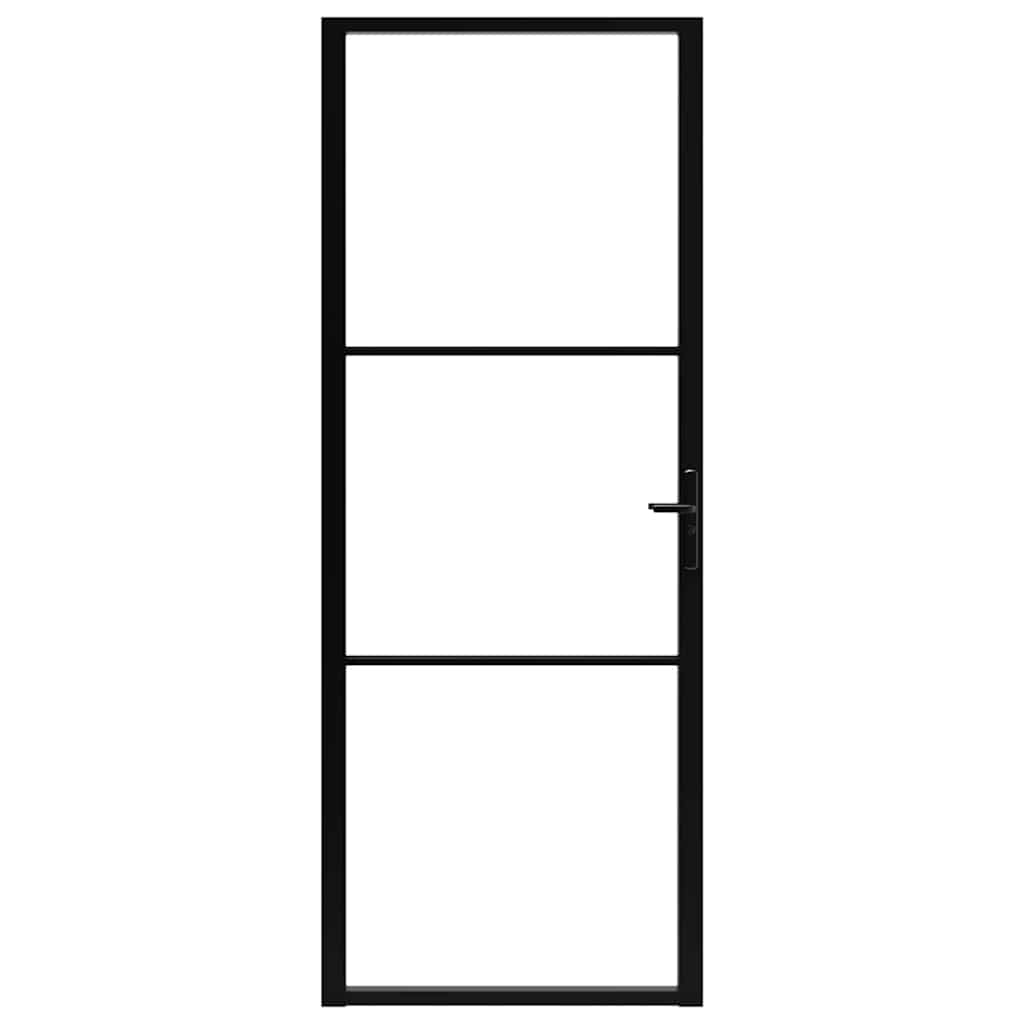 vidaXL Innentür ESG Glas und Aluminium 76x201,5 cm Schwarz