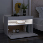 vidaXL Nachttisch mit LED-Leuchten Weiß 60x35x40 cm Holzwerkstoff
