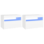 vidaXL Nachttische LED-Leuchten 2 Stk. Weiß 60x35x40cm Holzwerkstoff