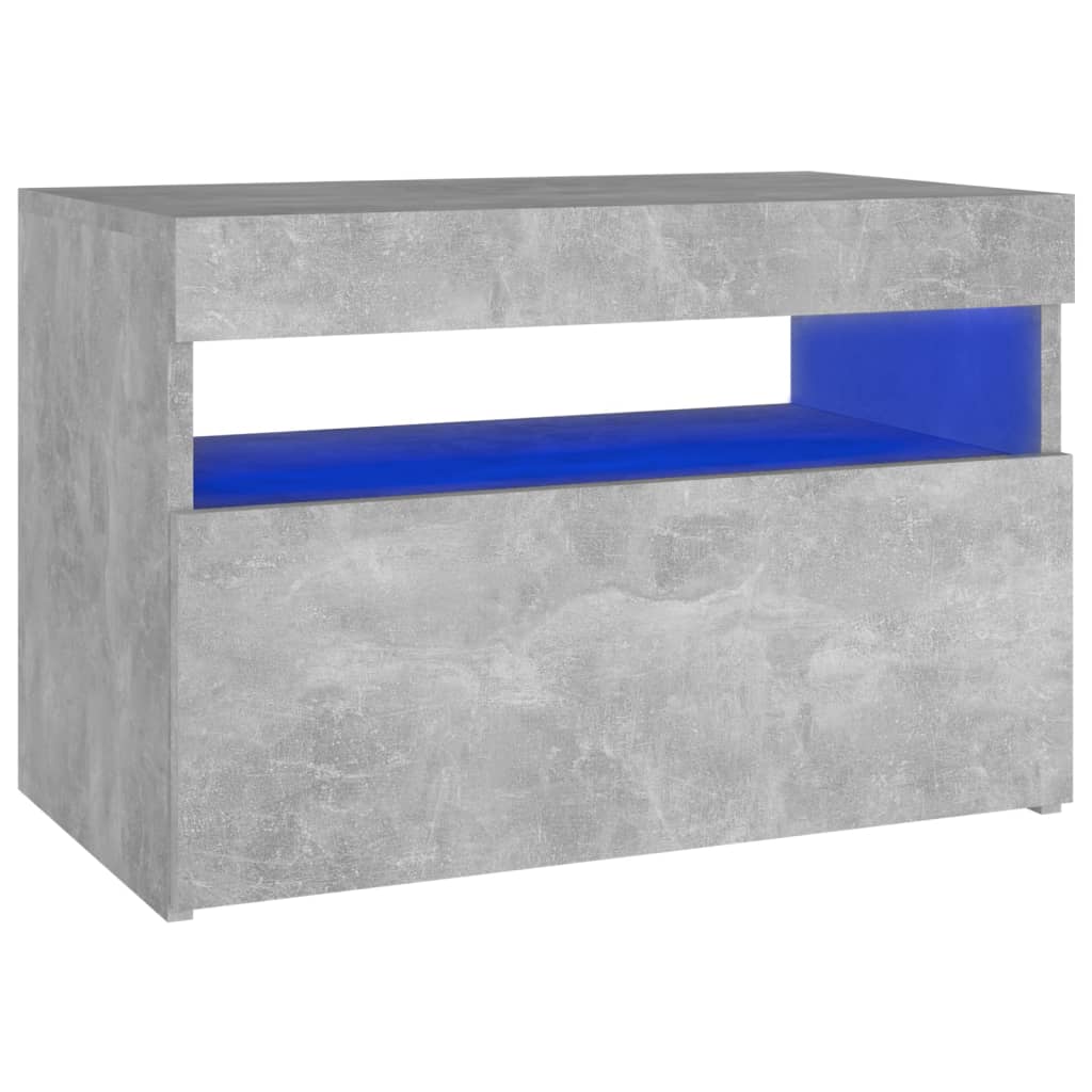 vidaXL Nachttisch mit LED-Leuchten Betongrau 60x35x40 cm
