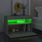 vidaXL Nachttisch mit LED-Leuchten Betongrau 60x35x40 cm