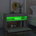 vidaXL Nachttische mit LED-Leuchten 2 Stk. Betongrau 60x35x40 cm