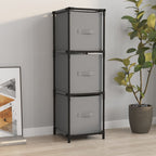 vidaXL Lagerschrank mit 3 Stoff-Schubladen Grau 34x34x101 cm Stahl