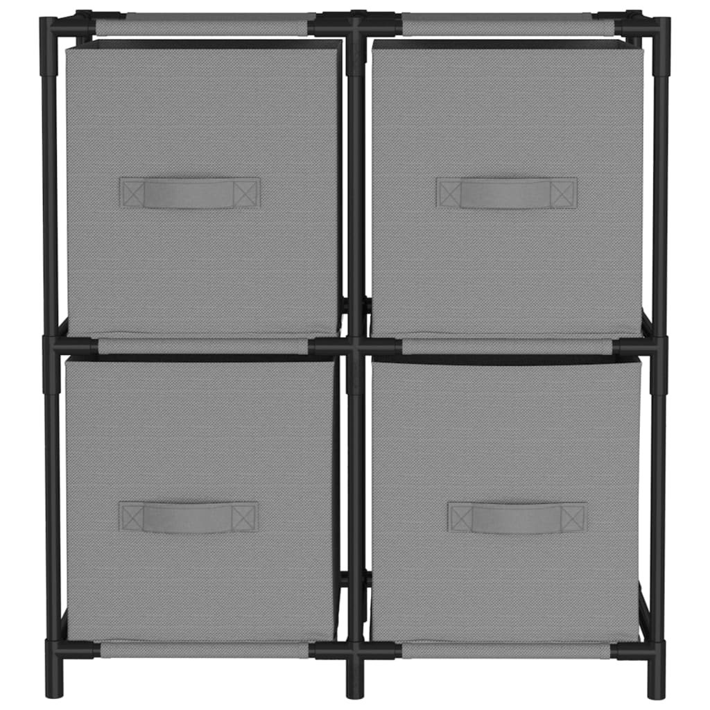 vidaXL Kommode mit 4 Körben aus Stoff Grau 63×30×71 cm Stahl