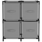 vidaXL Kommode mit 4 Körben aus Stoff Grau 63×30×71 cm Stahl