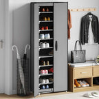 vidaXL Schuhschrank Grau 60x30x166 cm Stoff