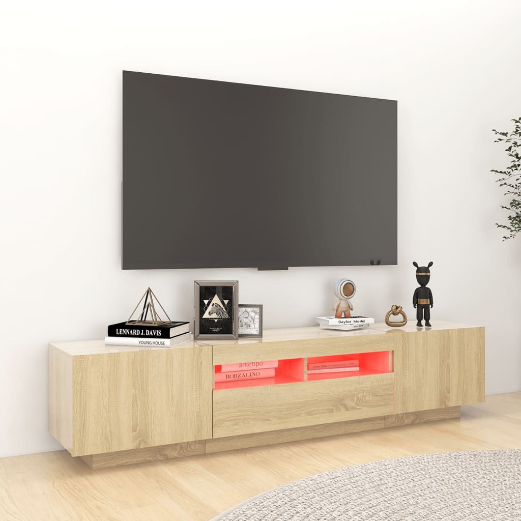 vidaXL TV-Schrank mit LED-Leuchten Sonoma-Eiche 180x35x40 cm