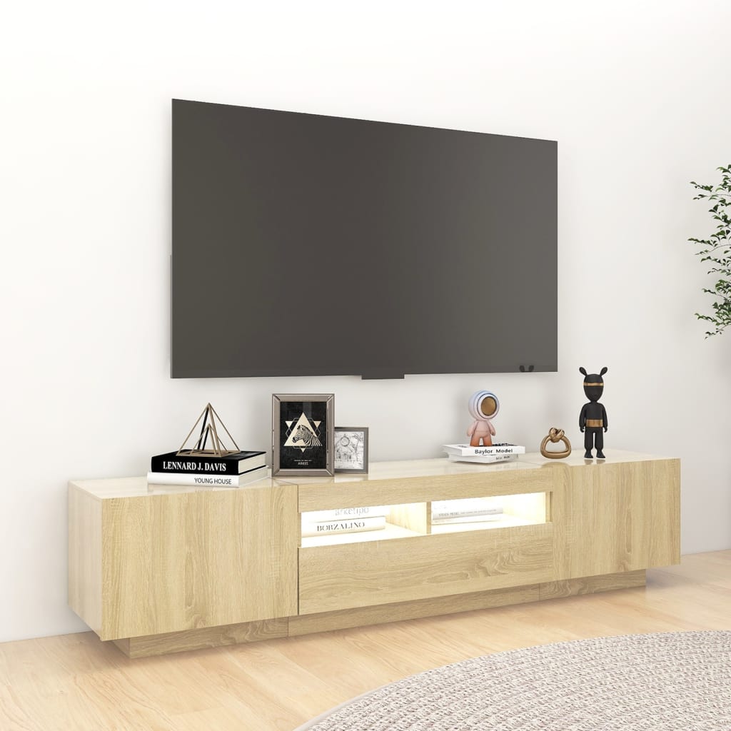 vidaXL TV-Schrank mit LED-Leuchten Sonoma-Eiche 180x35x40 cm