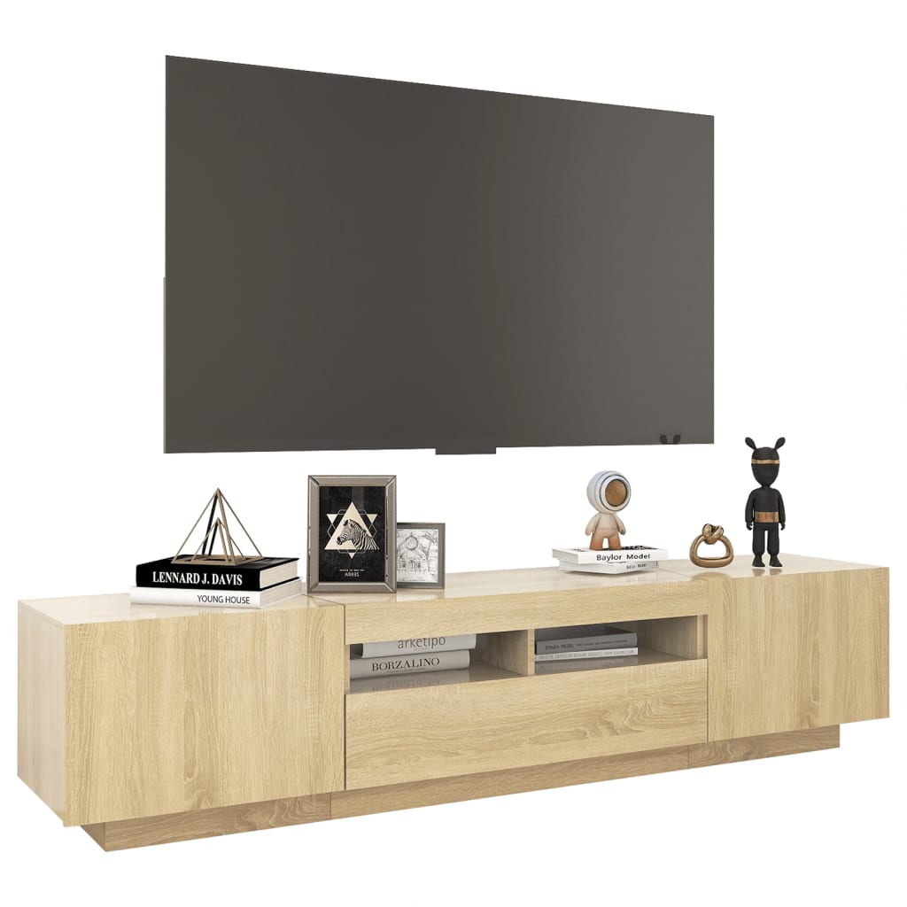 vidaXL TV-Schrank mit LED-Leuchten Sonoma-Eiche 180x35x40 cm
