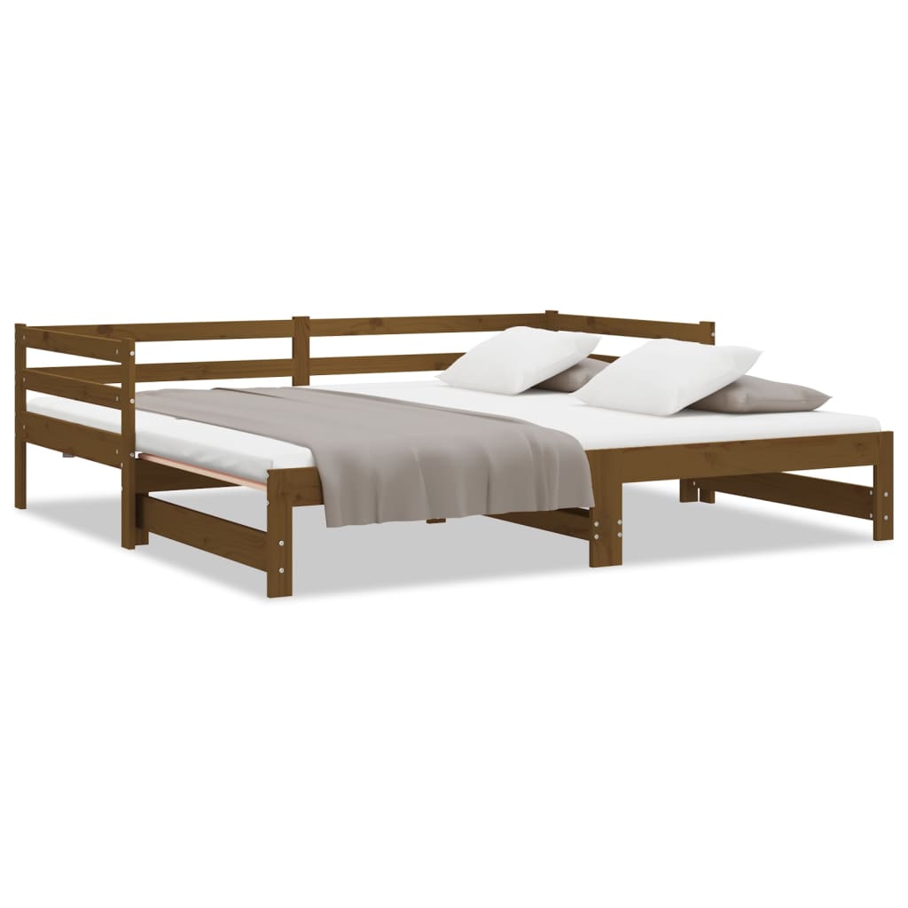 vidaXL Tagesbett Ausziehbar Honigbraun Massivholz Kiefer 2x(90x200) cm