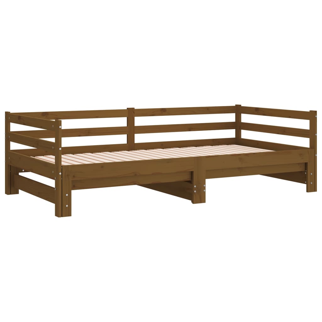 vidaXL Tagesbett Ausziehbar Honigbraun Massivholz Kiefer 2x(90x200) cm