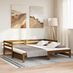 vidaXL Tagesbett Ausziehbar Honigbraun Massivholz Kiefer 2x(90x200) cm