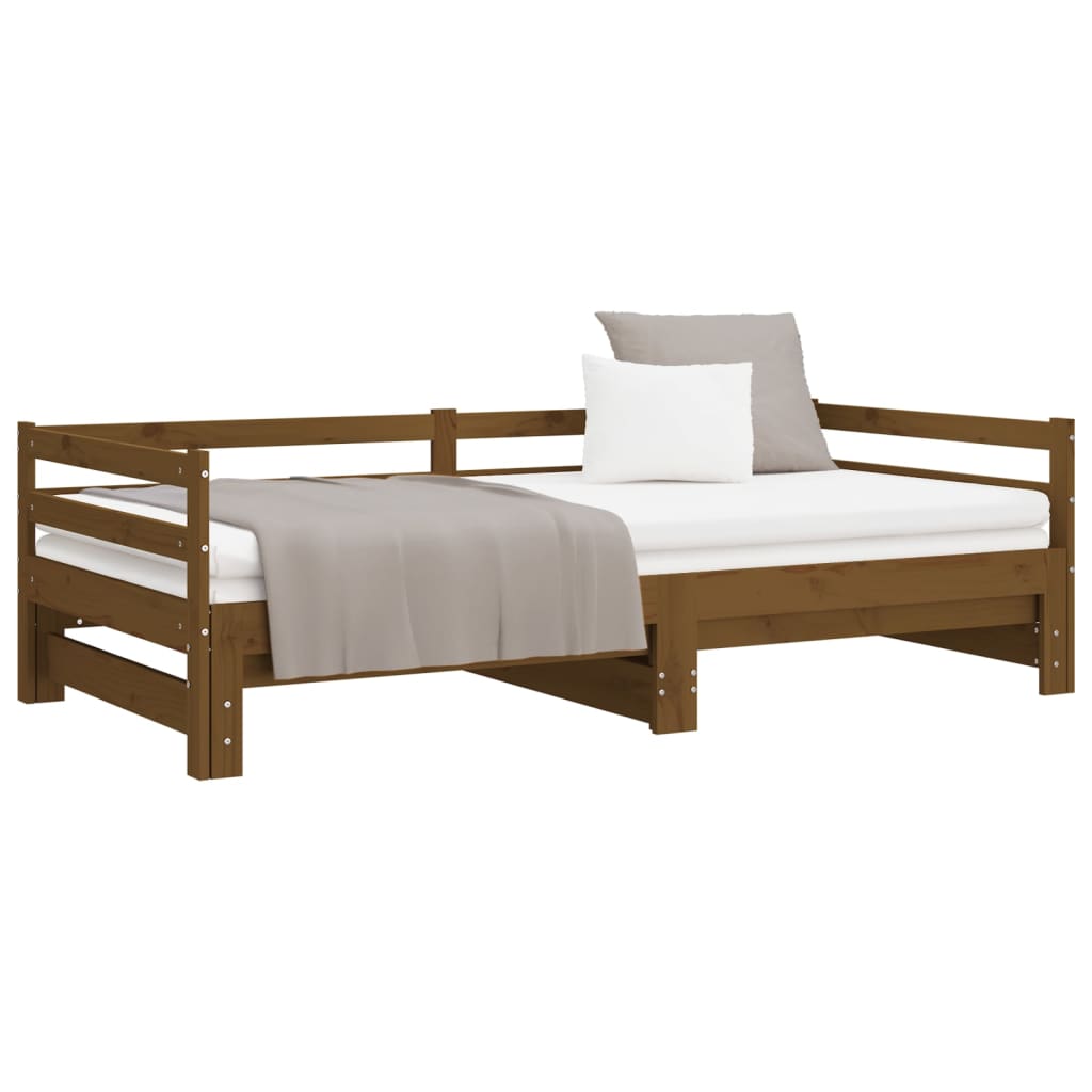 vidaXL Tagesbett Ausziehbar Honigbraun Massivholz Kiefer 2x(90x200) cm