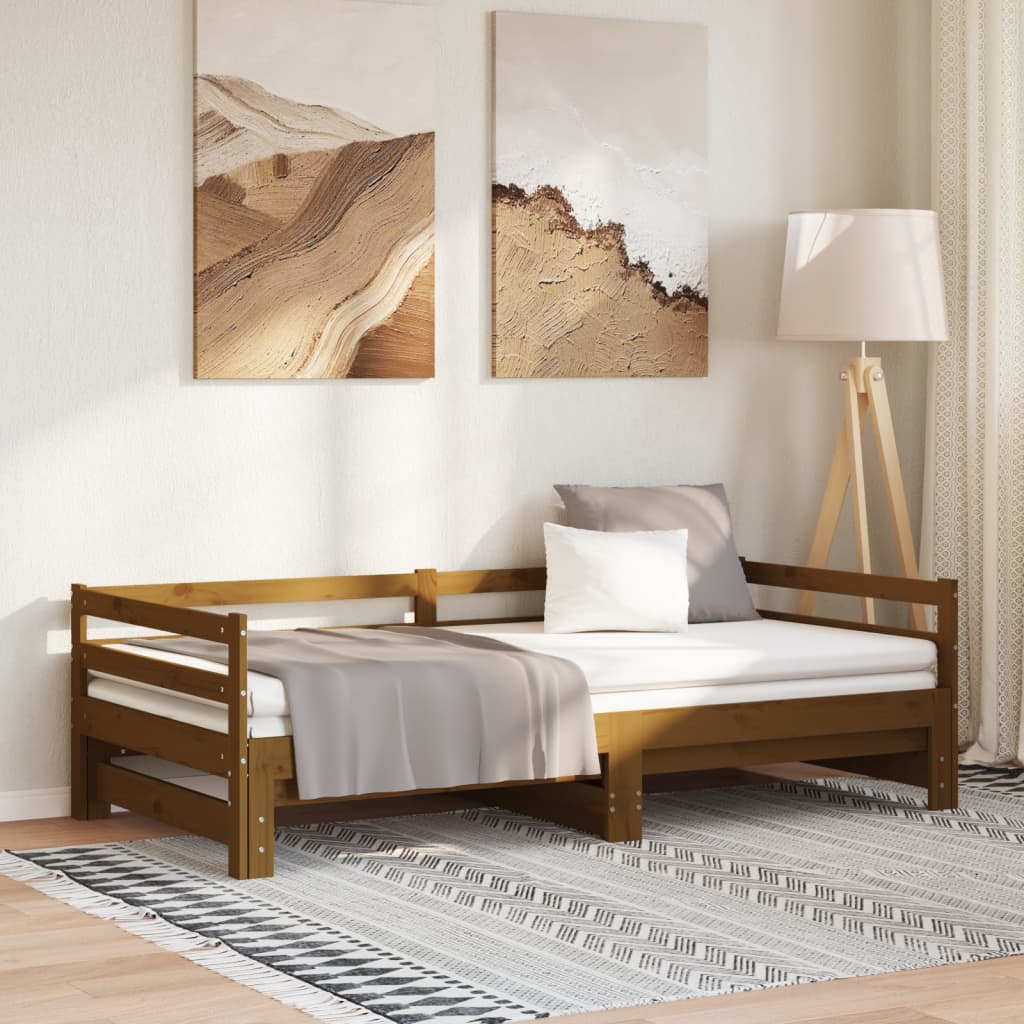 vidaXL Tagesbett Ausziehbar Honigbraun Massivholz Kiefer 2x(90x200) cm