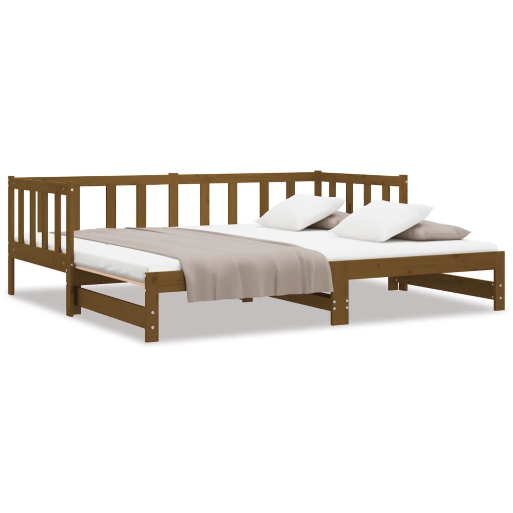 vidaXL Tagesbett Ausziehbar Honigbraun Kiefer Massivholz 2x(90x200) cm