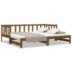 vidaXL Tagesbett Ausziehbar Honigbraun Kiefer Massivholz 2x(90x200) cm