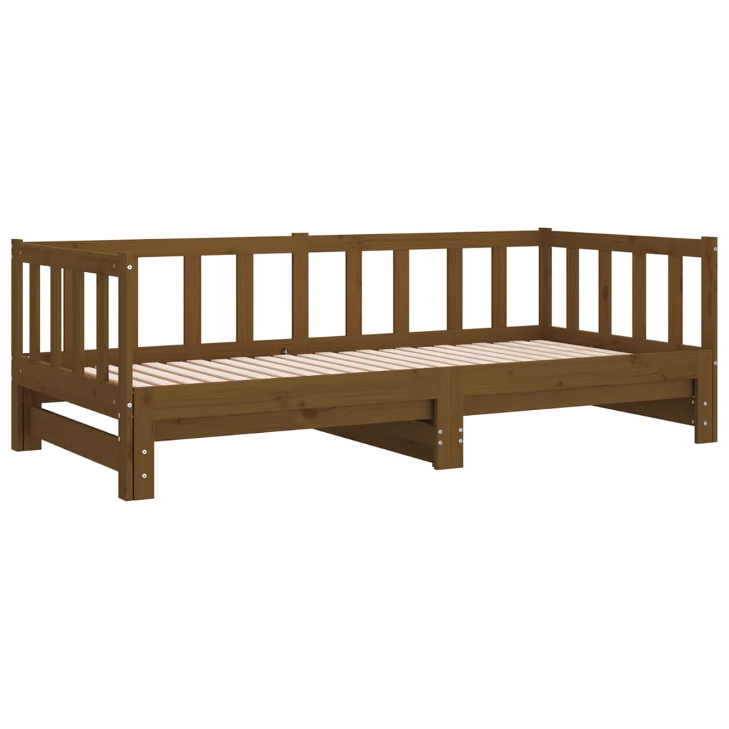 vidaXL Tagesbett Ausziehbar Honigbraun Kiefer Massivholz 2x(90x200) cm