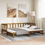 vidaXL Tagesbett Ausziehbar Honigbraun Kiefer Massivholz 2x(90x200) cm