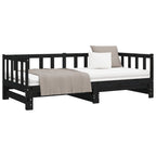 vidaXL Tagesbett Ausziehbar Schwarz Kiefer Massivholz 2x(90x200) cm
