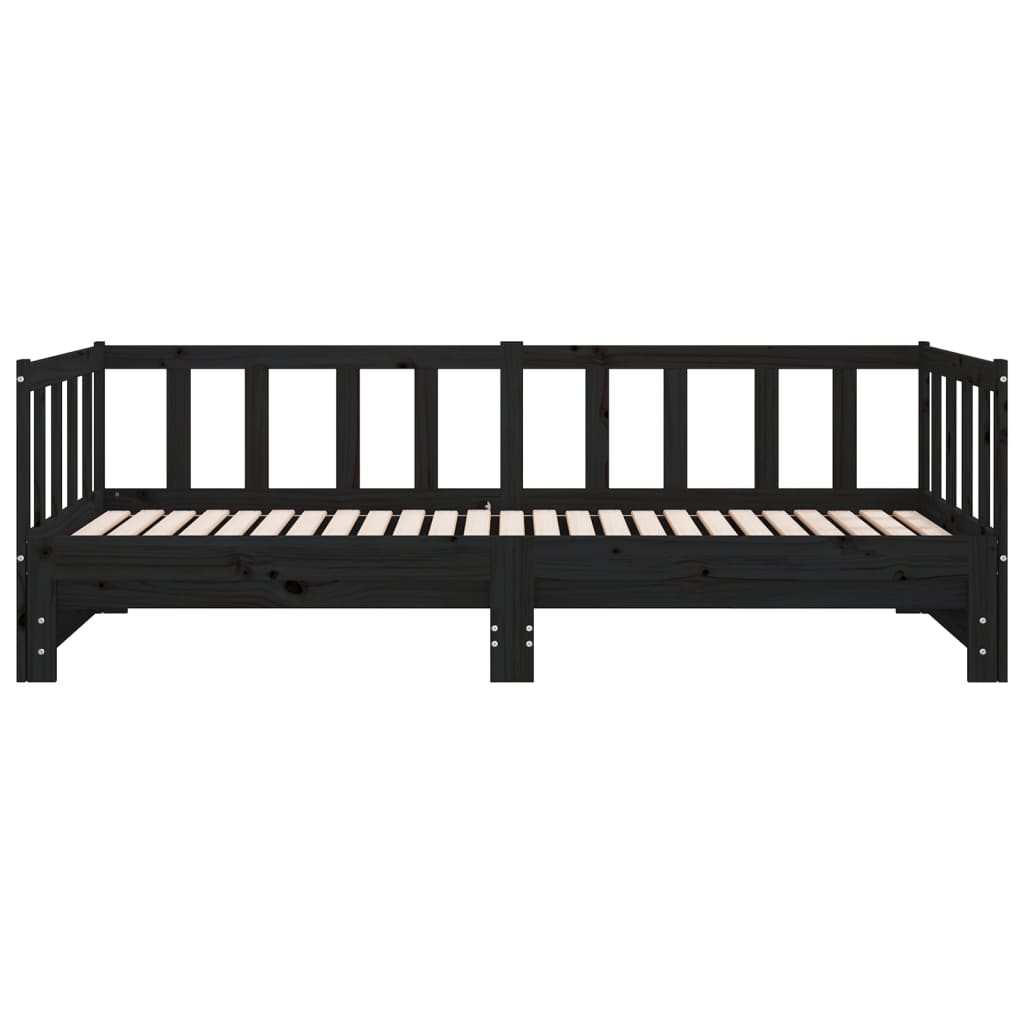 vidaXL Tagesbett Ausziehbar Schwarz Kiefer Massivholz 2x(90x200) cm