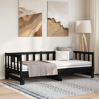 vidaXL Tagesbett Ausziehbar Schwarz Kiefer Massivholz 2x(90x200) cm