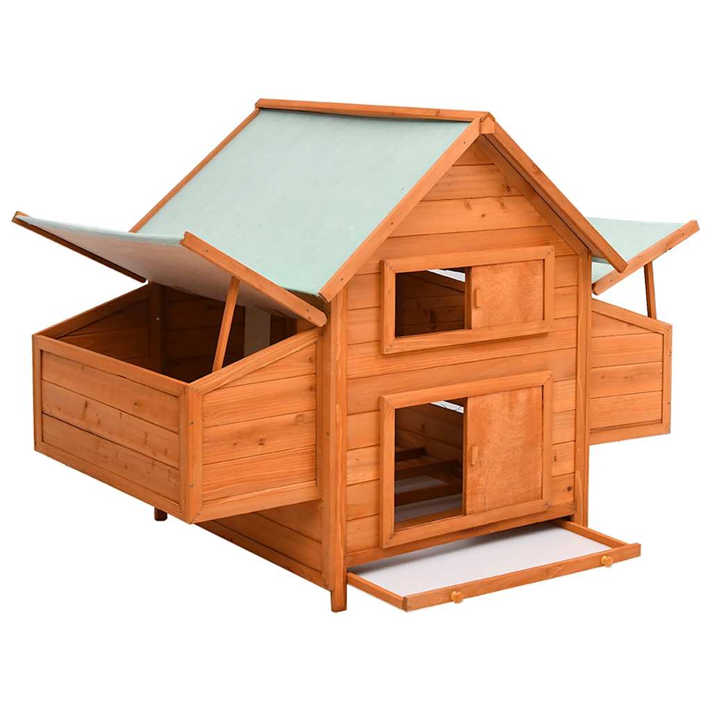 vidaXL Hühnerstall 150x96x110 cm Massivholz Tanne