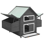 vidaXL Hühnerstall Grau und Weiß 150x96x110 cm Massivholz Tanne