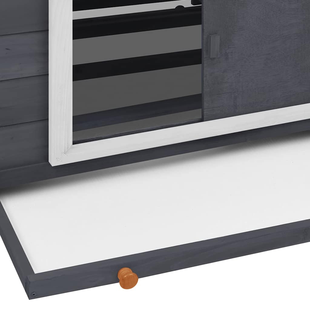 vidaXL Hühnerstall Grau und Weiß 150x96x110 cm Massivholz Tanne