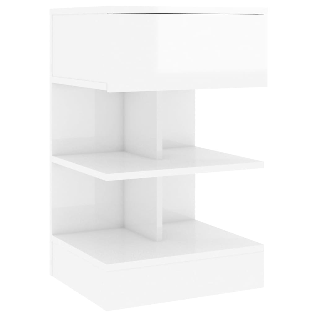 vidaXL Nachttische 2 Stk. Hochglanz-Weiß 40x35x65 cm