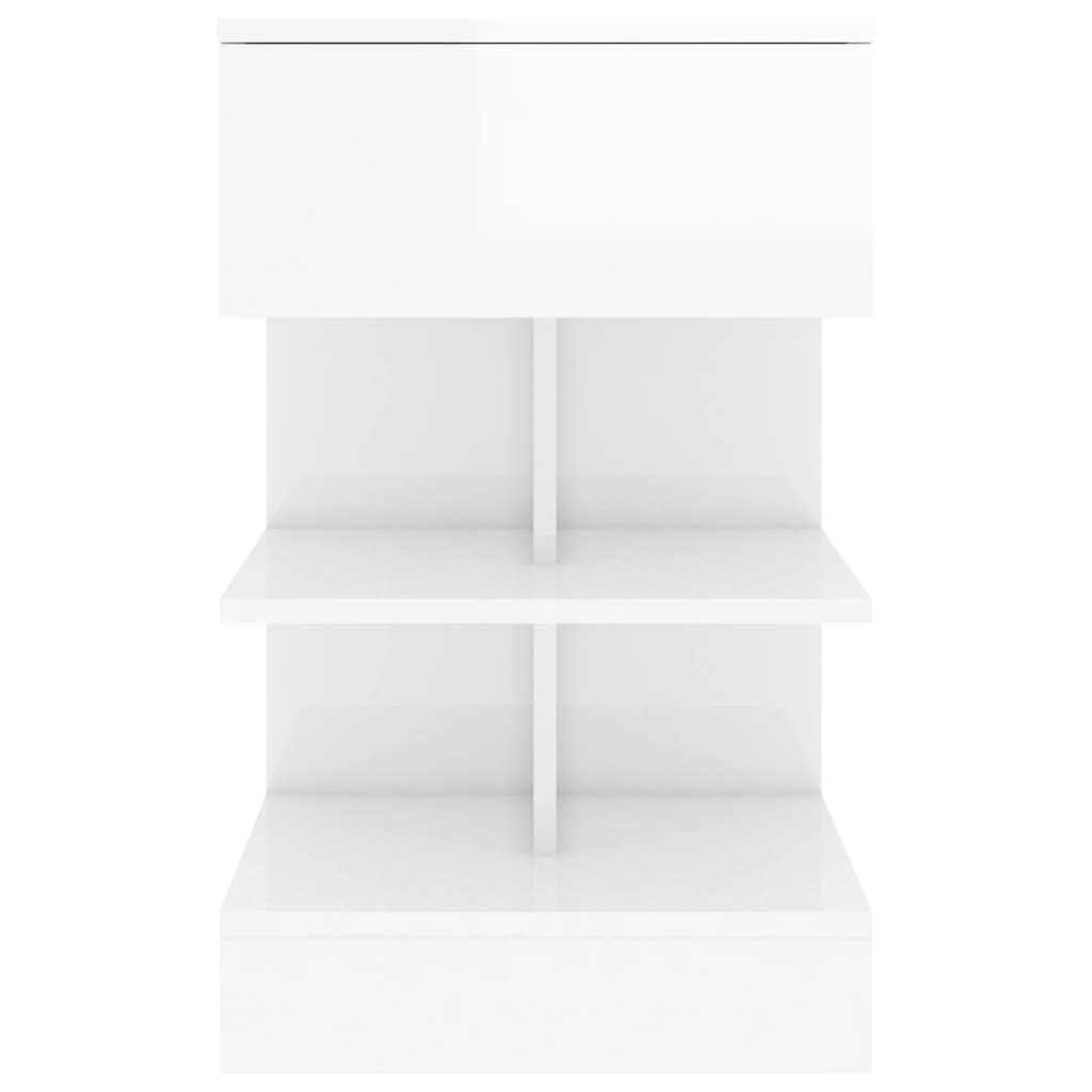 vidaXL Nachttische 2 Stk. Hochglanz-Weiß 40x35x65 cm
