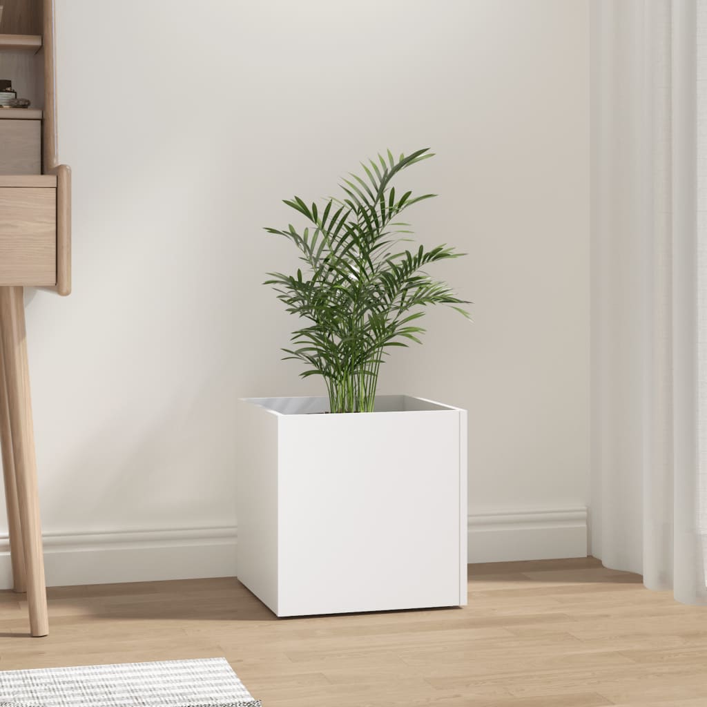 vidaXL Pflanzgefäß Weiß 40x40x40 cm Holzwerkstoff
