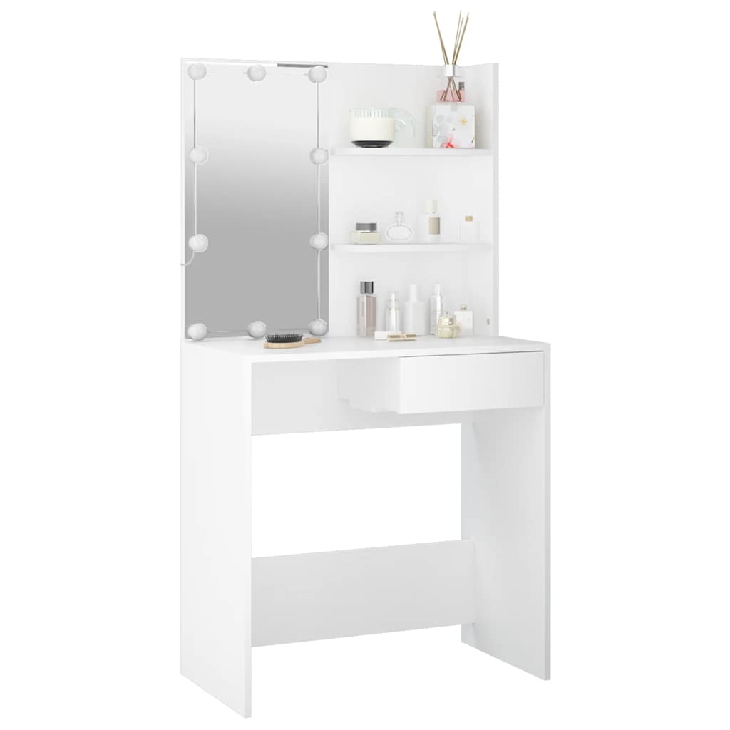 vidaXL Schminktisch mit LED Weiß 74,5x40x141 cm