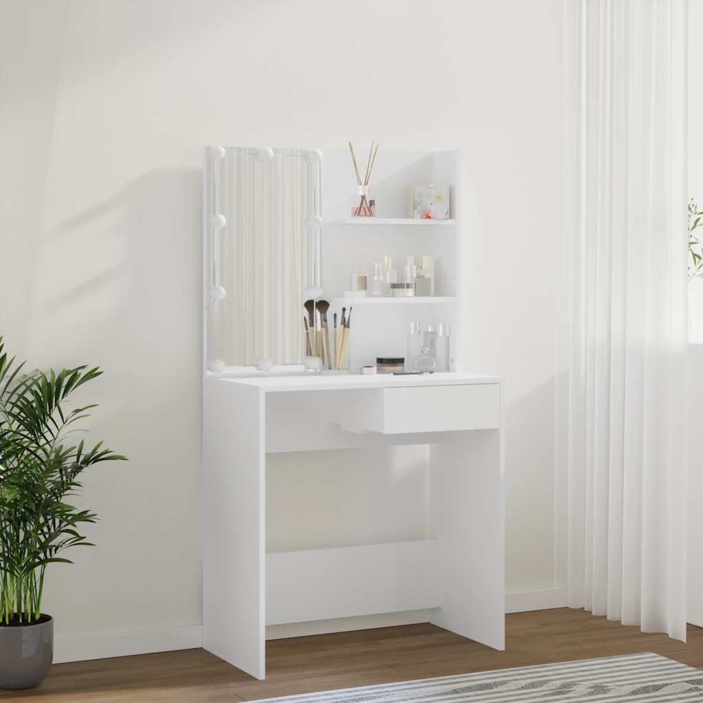vidaXL Schminktisch mit LED Weiß 74,5x40x141 cm