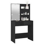 vidaXL Schminktisch mit LED-Leuchten Schwarz 74,5x40x141 cm