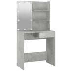vidaXL Schminktisch mit LED Betongrau 74,5x40x141 cm