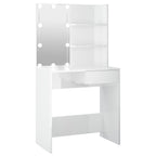 vidaXL Schminktisch mit LED Hochglanz-Weiß 74,5x40x141 cm
