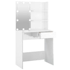 vidaXL Schminktisch mit LED Hochglanz-Weiß 74,5x40x141 cm