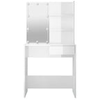 vidaXL Schminktisch mit LED Hochglanz-Weiß 74,5x40x141 cm