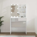 vidaXL Schminktisch mit LED Hochglanz-Weiß 74,5x40x141 cm