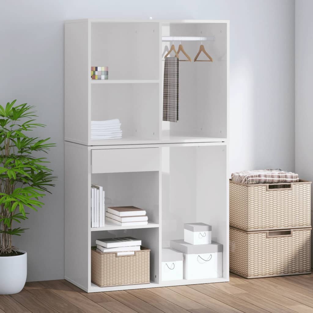 vidaXL Regal für Schminktisch Hochglanz-Weiß 80x40x65 cm Holzwerkstoff