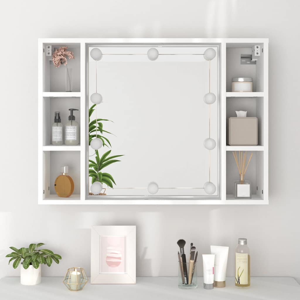 vidaXL Spiegelschrank mit LED Weiß 76x15x55 cm