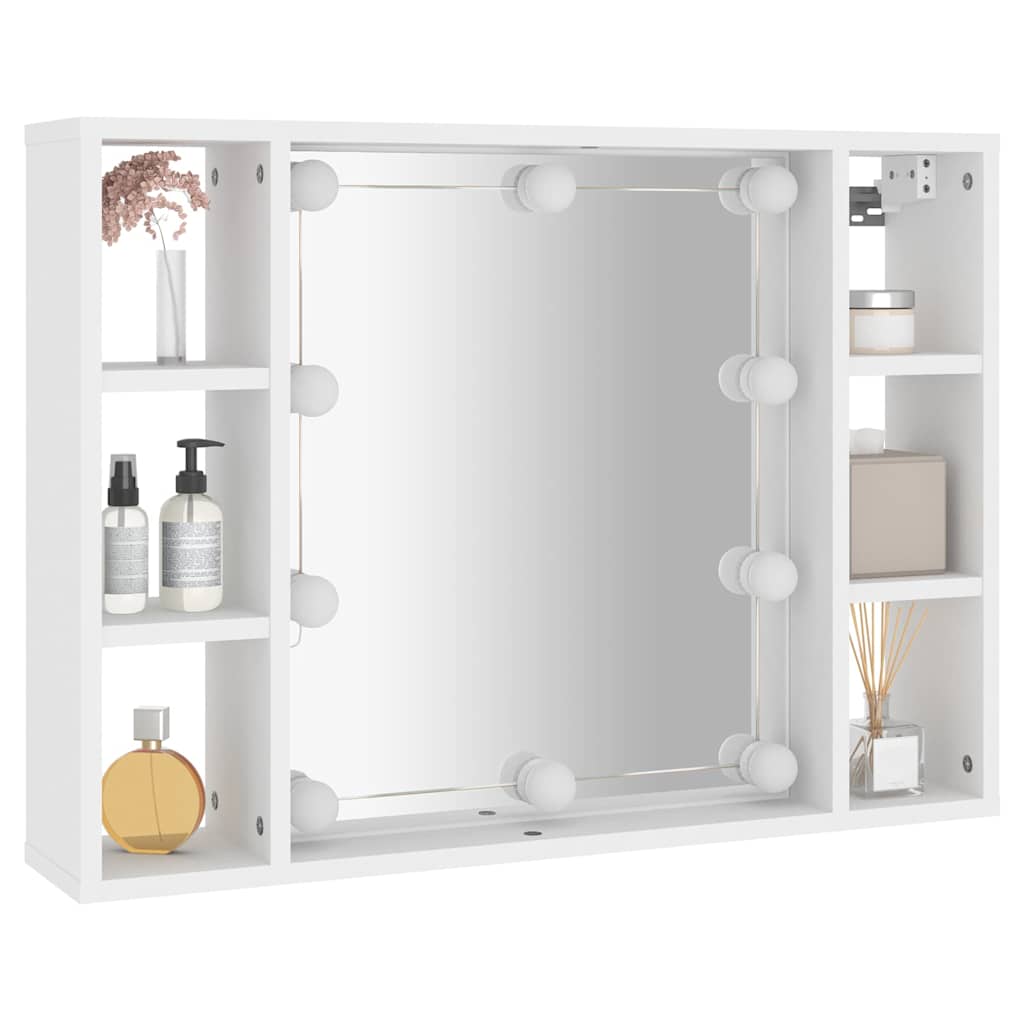 vidaXL Spiegelschrank mit LED Weiß 76x15x55 cm