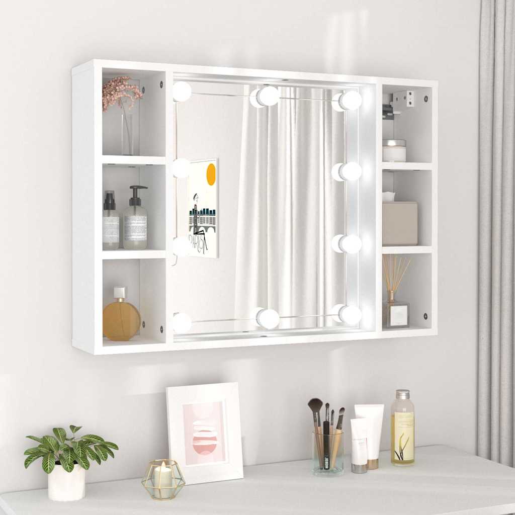 vidaXL Spiegelschrank mit LED Weiß 76x15x55 cm
