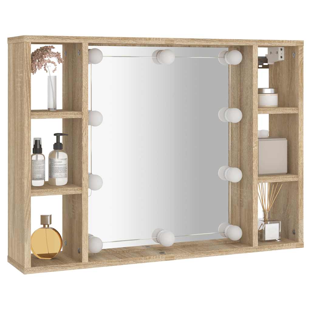 vidaXL Spiegelschrank mit LED Sonoma-Eiche 76x15x55 cm
