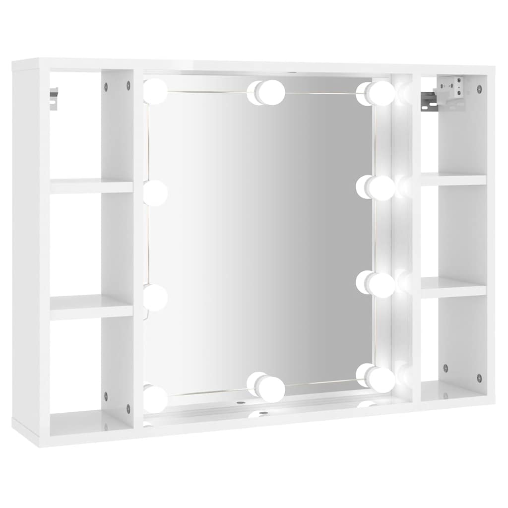 vidaXL Spiegelschrank mit LED Hochglanz-Weiß 76x15x55 cm
