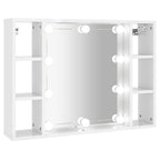 vidaXL Spiegelschrank mit LED Hochglanz-Weiß 76x15x55 cm